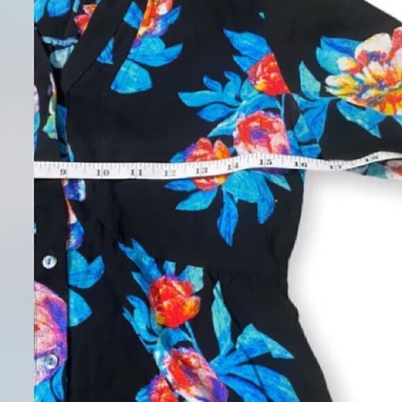 MAEVE Anthropologie Womens Woodland Walk Button Up Size 2 Black Hawaiian Print - Picture 5 of 8